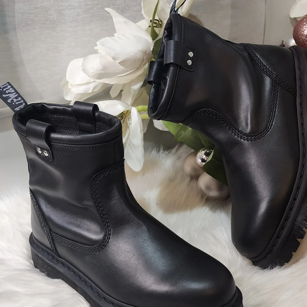 Dr Martens Anistone Lo Leather Biker Mens Boots new